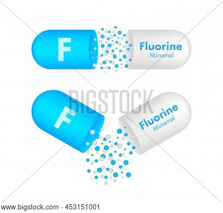 F, Fluorine For Healthcare Design. Vitamin Complex. Healthcare Concept. Food Concept. Organic Food I