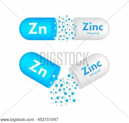 Zn, Zinc For Healthcare Design. Vitamin Complex. Healthcare Concept. Food Concept. Organic Food Icon