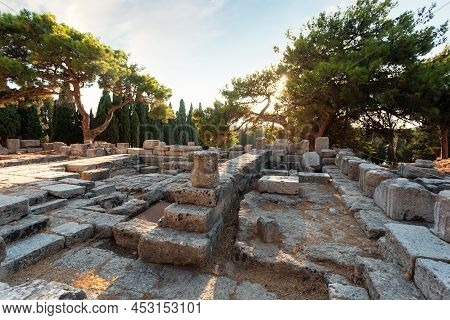 The Territory Of Filerimos Monastery On The Island Of Rhodes In Greece