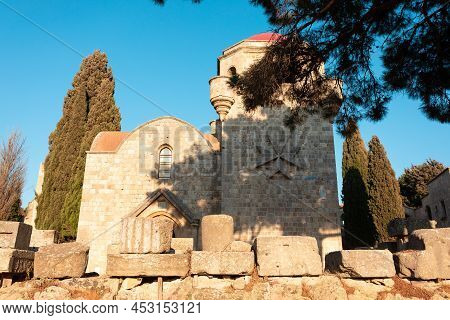 The Territory Of Filerimos Monastery On The Island Of Rhodes In Greece