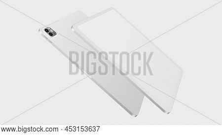 White Tablet Mockup. Front And Back View. Vector Illustration