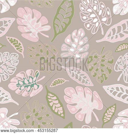 Tan Tropical Treat Repeat Seamless Vector Pattern Print