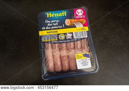 Primelin - France, April 02, 2021 : Hénaff Sausages In Packaging
