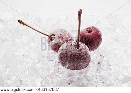 Fresh Cherry Berries On Quick Freeze Ice