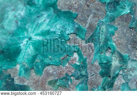 Raw Malachite Close-up. Background, Texture Of Malachite. Green Malachite Color