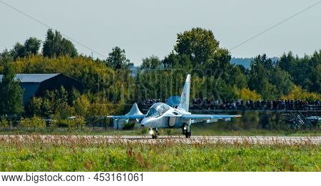 August 30, 2019, Zhukovsky, Russia. Russian Yakovlev Yak-130 Training And Combat Aircraft On The Run