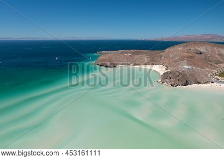 Stunning Aerial View Of Balandra Beach, La Paz, Mexico