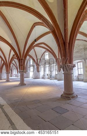 Eberbach, Germany - December 29, 2018: Monks Dormitory At Monastery Eberbach In Germany.