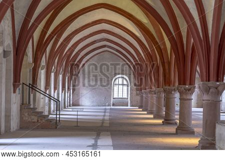 Eberbach, Germany - December 29, 2018: Monks Dormitory At Monastery Eberbach In Germany.