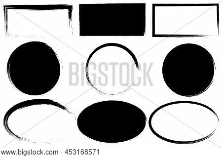 Grunge Brush Ovals Rectangles. Vintage Style. Vector Illustration. Stock Image.