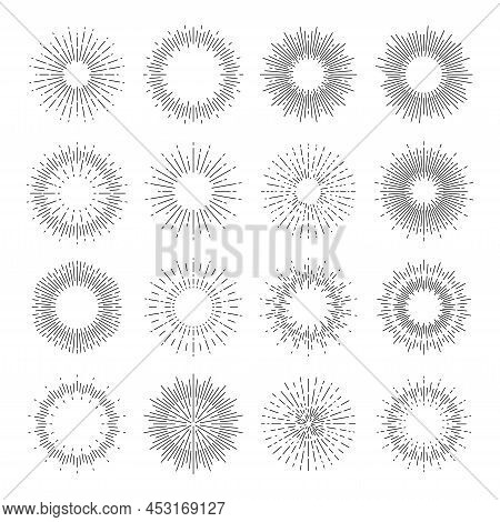 Starburst, Sunburst And Star Burst Light Of Sun Rays Lines, Vector Rector Radial Shine. Starbursts A