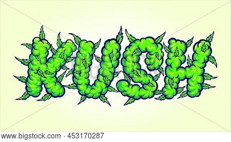 Word Lettering Kush Smoke Ornate Vector Illustrations For Your Work Logo, Merchandise T-shirt, Stick