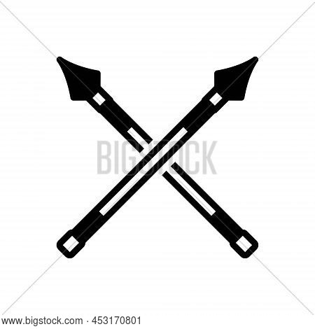 Black Solid Icon For Lance Javelin Spear Pike Medieval Vintage Weapon Knight