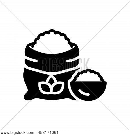 Black Solid Icon For Flour Meal Farina Wheat Grain Bread Cereal Bag Nutrition