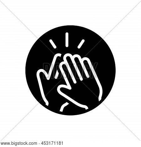 Black Solid Icon For Highs Appreciate Clapping Cheerful Plaudit Hand