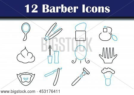 Barber Icon Set. Editable Bold Outline With Color Fill Design. Vector Illustration.