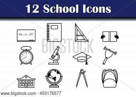 School Icon Set. Bold Outline Design With Editable Stroke Width. Vector Illustration.