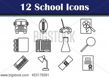 School Icon Set. Bold Outline Design With Editable Stroke Width. Vector Illustration.