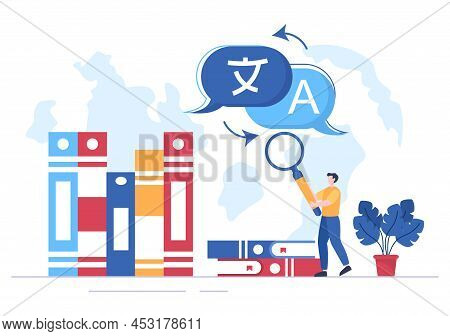 Translator Or Translation Language Illustration. Say Hello In Different Countries And Multilingual I