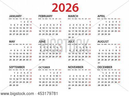 Calendar 2026 Template, Planner 2026 Year, Wall Calendar 2026 Template, Week Starts Monday, Set Of 1