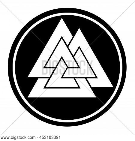 Valknut Symbol Icon In A Black Circle