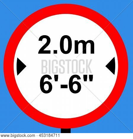 No Vehicles Over Width Shown On This Road Sign