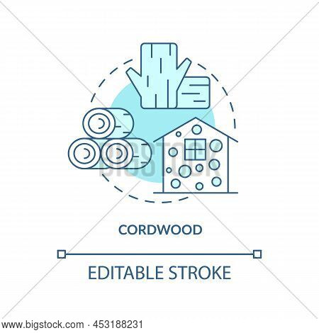 Cordwood Turquoise Concept Icon. Sustainable Building Material Abstract Idea Thin Line Illustration.
