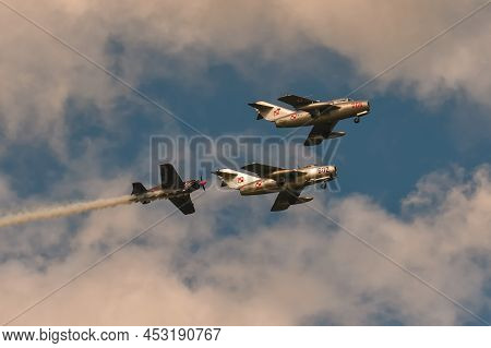 Gdynia, Poland - August 22, 2021: Flight Of Mig-15 And Xtremeair Xa-41 Planes At The Aero Baltic Sho