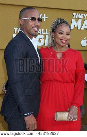 LOS ANGELES - APR 14:  Ian Wallace, Jemele Hill at the They Call Me Magic Premiere Screening at Village Theater on April 14, 2022  in Westwood, CA