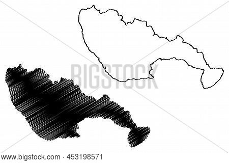 Vir Island (republic Of Croatia, Adriatic Sea) Map Vector Illustration, Scribble Sketch Vir Map