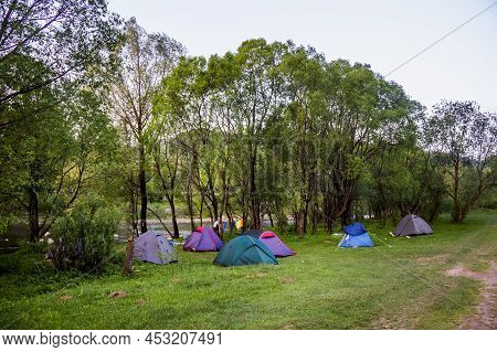 A Tourist Camping At The Opir River Bank, Skole Beskids National Nature Park, Lviv Region, Ukraine