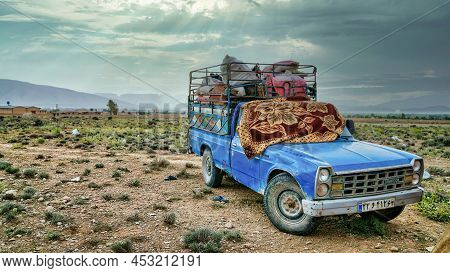Shiraz, Iran - May 2019: Old Rusty Car, Used By Qashqai Nomads In Iran