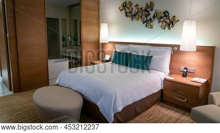 Baku, Azerbaijan - July 2019: Interior Decoration Of Baku Jw Marriott Absheron Hotel Room