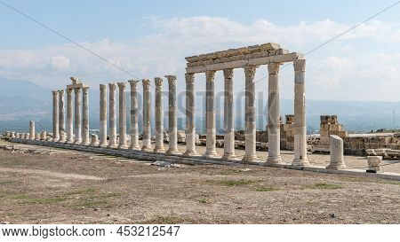 Denizli, Turkey - October 2019: Laodikeia Ancient City Ruins In Pamukkale, Denizli, Turkey