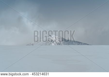 Snezka,the Highest Peak Of Czech Republic.winter Landscape Of Giant Mountains,krkonose.winter Hiking