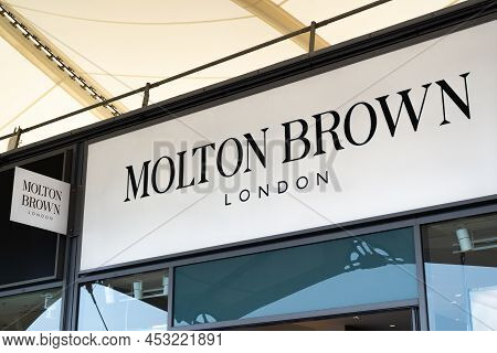 Ashford Outlet Centre, Kent, England - Apr 10 2022: Molton Brown Store Entrance Sign On 10 April 202