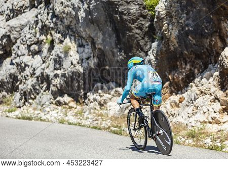 Col Du Serre De Tourre,france - July 15,2016: The Italian Cyclist Paolo Tiralongo Of Astana Team Rid