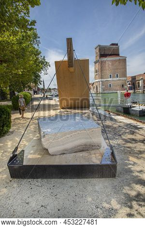 Venice, Italy - July 3, 2021: Veneta Porta Lignea From Artist Nader Therani And  Arthur Chang At The