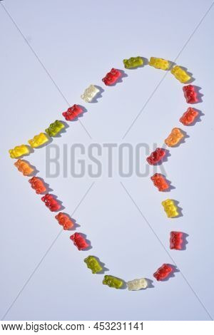 Jelly Bears Candy On A White Background.gummy Bear Heart.candy Heart.jelly Lowcalorie Sweet. Childre