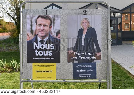 Paris, France - April 20, 2022 : The Banners With Candidates For President Elections 2022