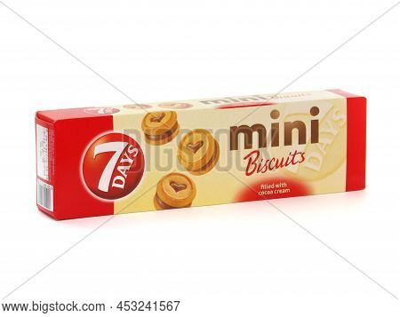 Bucharest, Romania - January 12, 2019. 7days Mini Biscuits Filled With Cocoa Cream, Produced And Man