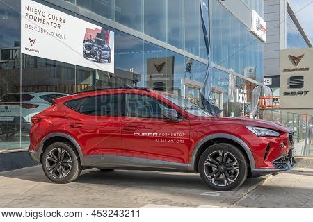 Palma De Mallorca, Spain; April 08 2022: Cupra Brand Car, Formentor Model, Red, Displayed Outside A 