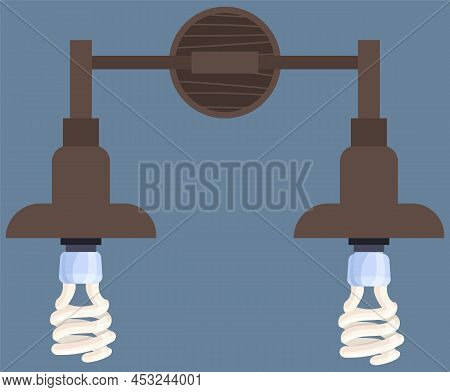 Candlestick With Candles In Form Of Light Bulbs. Electric Leds Or Incandescent Lamps In Candle Holde