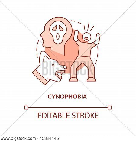 Cynophobia Red Concept Icon. Overwhelming Fear Of Dogs. Most Common Phobia Abstract Idea Thin Line I