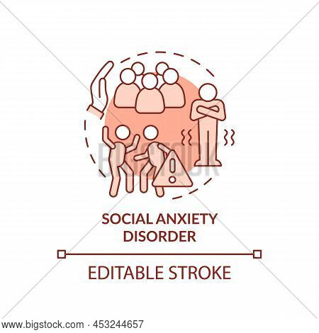 Social Anxiety Disorder Terracotta Concept Icon. Downside Of Social Media Abstract Idea Thin Line Il