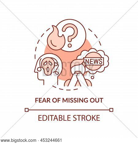 Fear Of Missing Out Terracotta Concept Icon. Following News. Downside Of Social Media Abstract Idea 