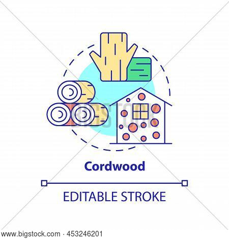 Cordwood Concept Icon. Sustainable Building Material Abstract Idea Thin Line Illustration. Stackwall