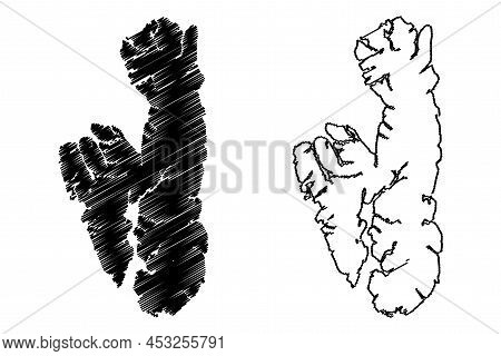 Wellington Island ( Republic Of Chile, South And Latin America) Map Vector Illustration, Scribble Sk