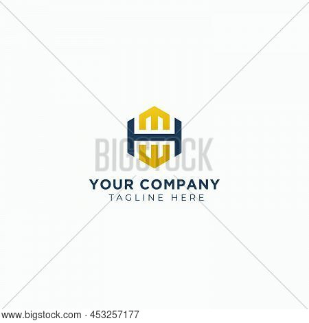 Simple H W Mirror Logo Design Gold