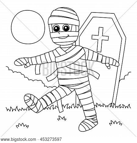 A Cute And Funny Coloring Page Of A Mummy Halloween. Provides Hours Of Coloring Fun For Children. To